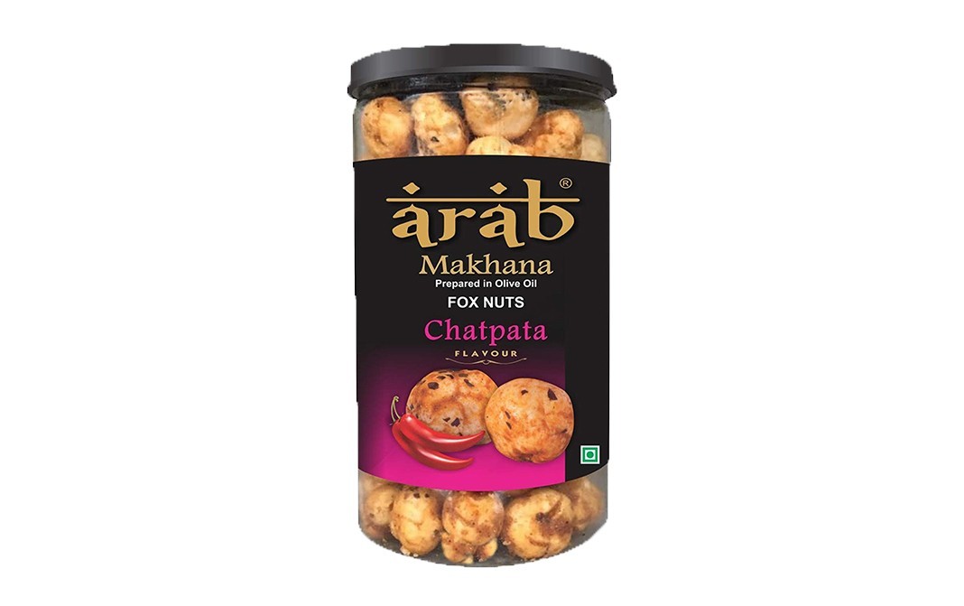 Arab Makhana Prepared in Olive Oil Fox Nuts Chatpata Flavour   Plastic Jar  80 grams